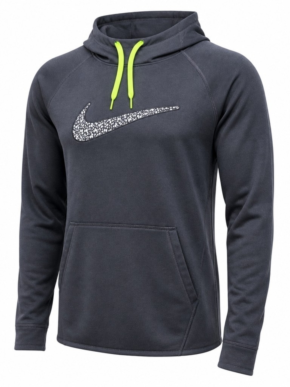 Nike Therma-FIT Hoodie Mens Medium Black Pullover Neon Drawstring Swoosh